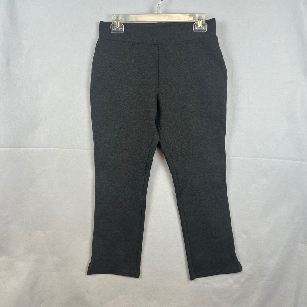 Quince Womens Ponte Straight Leg Pants Gray Stretch Pull On Work Trousers Size M